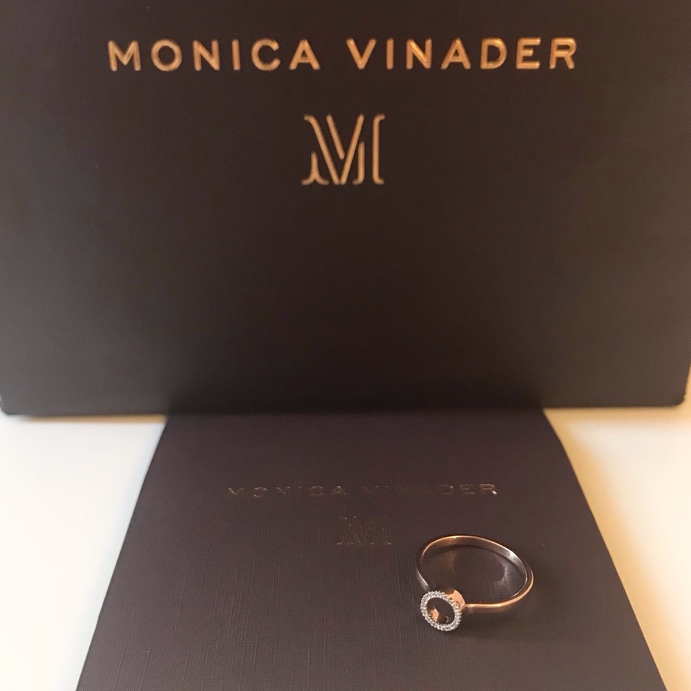 Monica Vinader Rose Gold Stacking Ring Diamond
